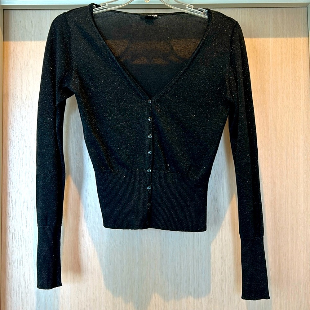 H&M button down long sleeve black sweater. Cardigan. Size M